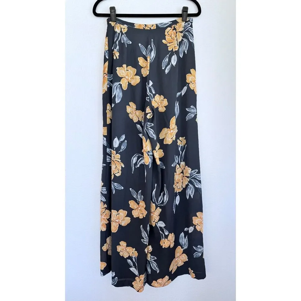 NWT Anthro Paper Crown Primrose Wide Leg Floral Pleated Pants in Blue & Yellow 8 - Picture 5 of 12